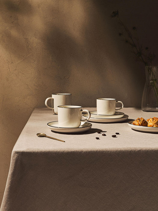 Porcelain Espresso Cups Facile with Saucers Set of 2