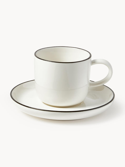 Porcelain Espresso Cups Facile with Saucers Set of 2