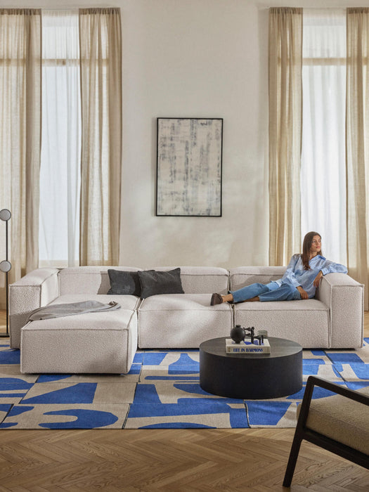 Lennon Bouclé Modular Sofa (4-seater) with Ottoman (left/right)