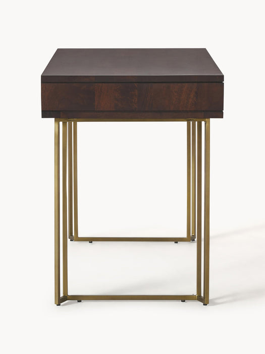 Luca Mango Wood Desk with Herringbone Pattern