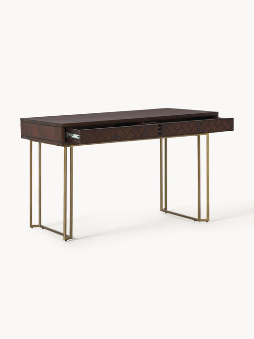 Luca Mango Wood Desk with Herringbone Pattern
