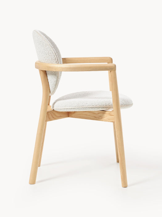 Wooden Dining Chair Maia with Boucl Upholstery
