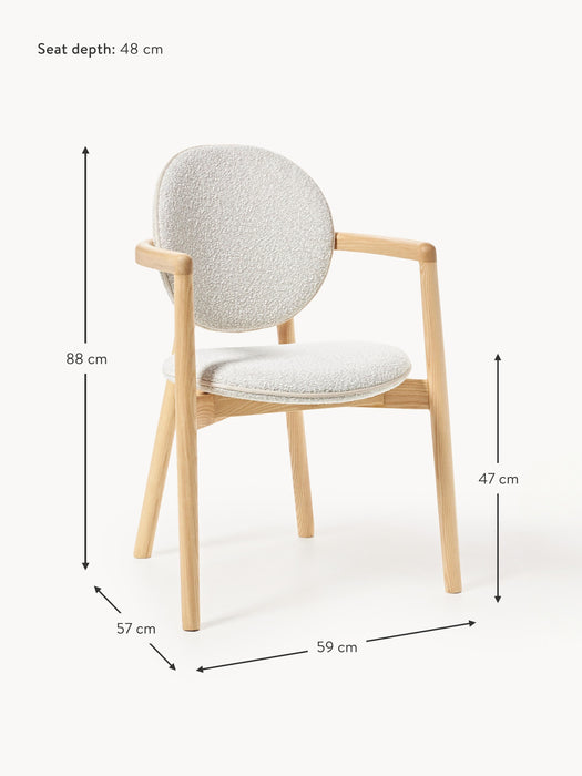 Wooden Dining Chair Maia with Boucl Upholstery