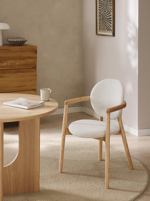 Wooden Dining Chair Maia with Boucl Upholstery