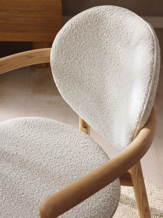 Wooden Dining Chair Maia with Boucl Upholstery