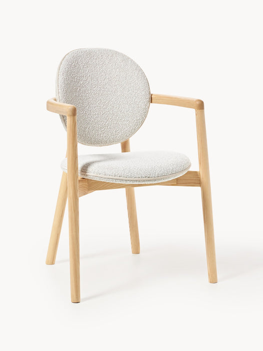 Wooden Dining Chair Maia with Boucl Upholstery