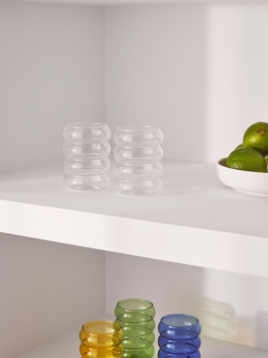 Mouth-Blown Borosilicate Tumblers Bubbly Set of 4