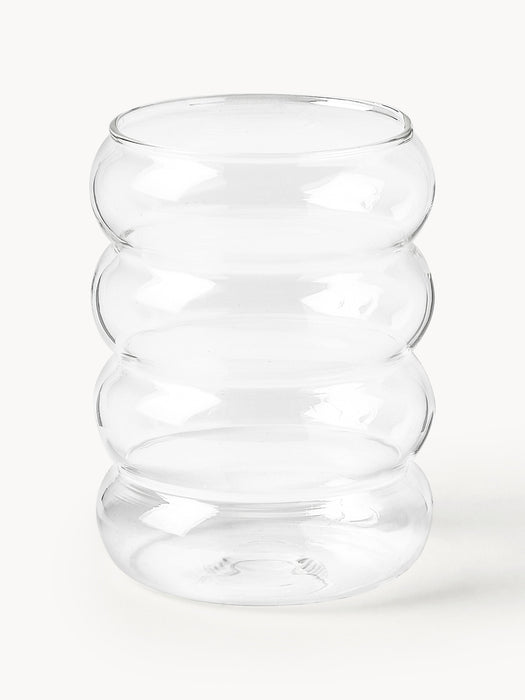 Mouth-Blown Borosilicate Tumblers Bubbly Set of 4