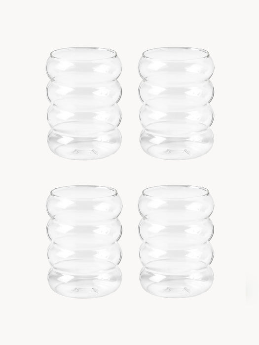 Mouth-Blown Borosilicate Tumblers Bubbly Set of 4