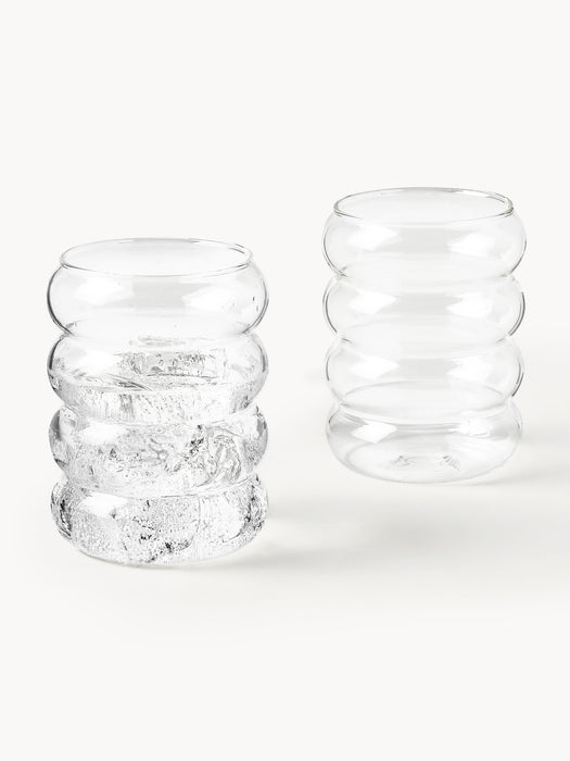 Mouth-Blown Borosilicate Tumblers Bubbly Set of 4