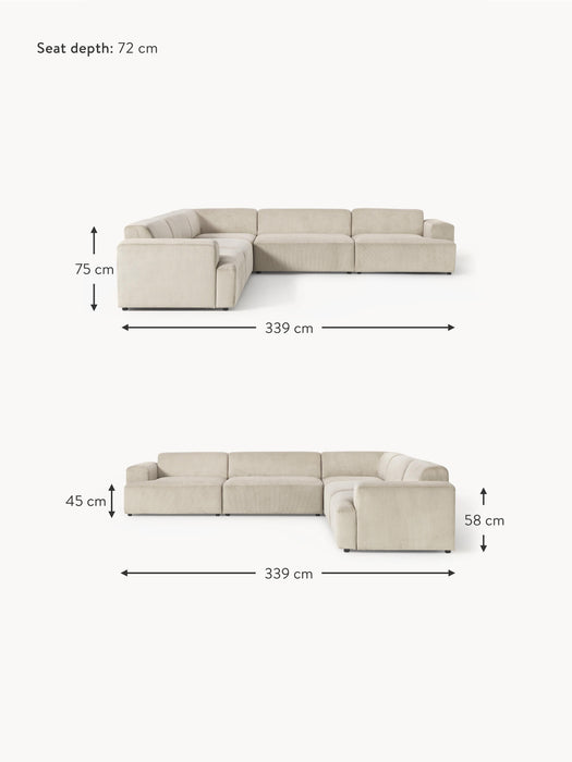 Corduroy Corner Sofa Melva 4-seater