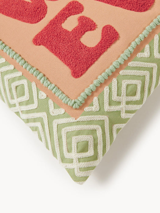Whatever Cushion Cover with Embroidered Lettering