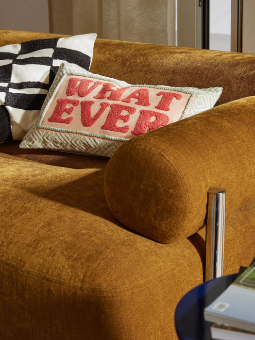 Whatever Cushion Cover with Embroidered Lettering
