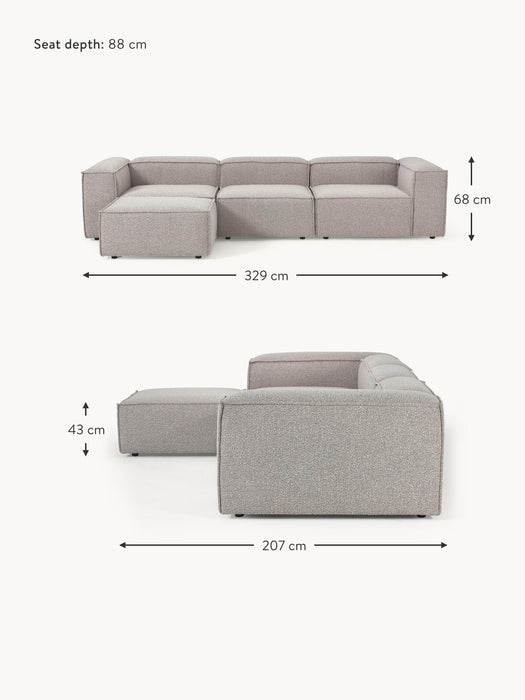 Boucl Modular Sofa Lennon 4-seater with Ottoman leftright