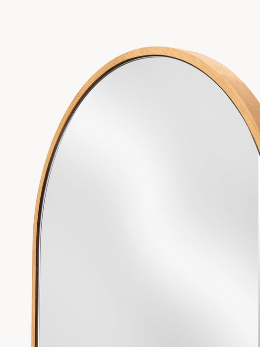 Avery Oval Wall Mirror with Oak Wood Frame