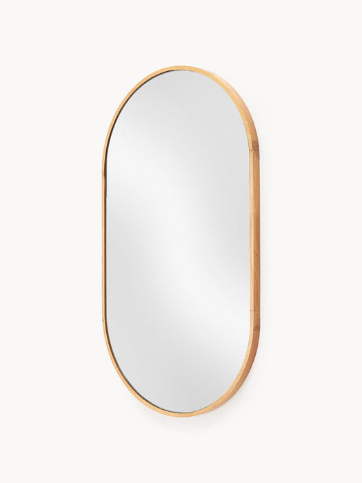 Avery Oval Wall Mirror with Oak Wood Frame