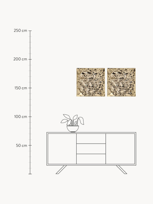 Wall Objects Splash with Hammered Surface Set of 2
