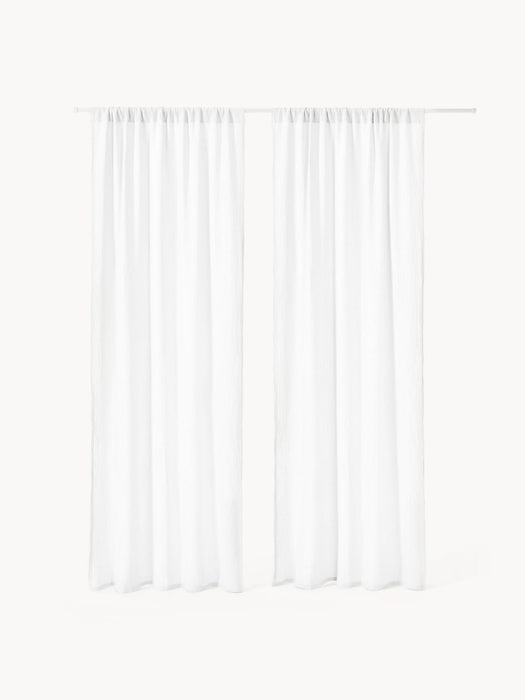 Malvina Sheer Muslin Rod Pocket Curtains, Set of 2, W 130 cm