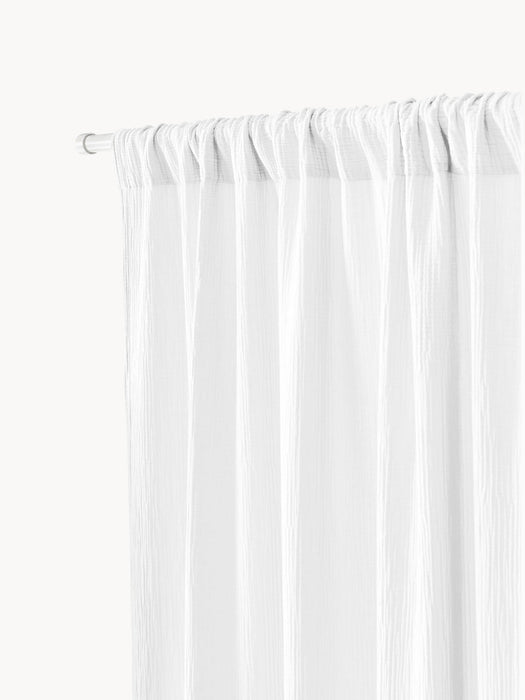 Malvina Sheer Muslin Rod Pocket Curtains, Set of 2, W 130 cm