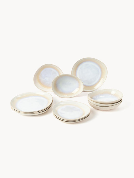 Alcina Handmade Reactive Glaze Tableware Set, 4 people, Set of 12