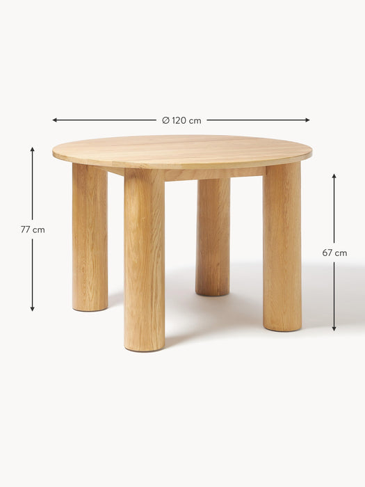 Round Oak Wood Dining Table Ohana 120 cm