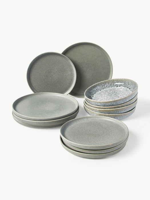 Handmade Tableware Set Pam with Reactive Glaze 4 People Set of 12