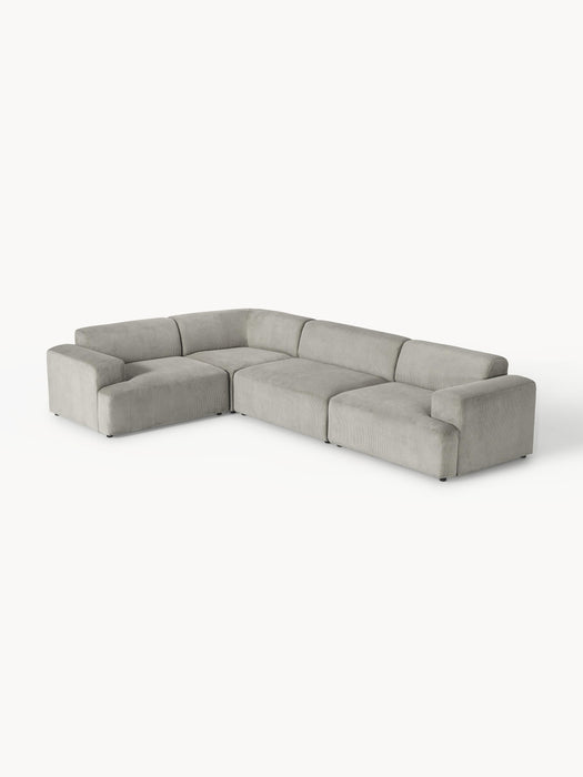 Large Corduroy Corner Sofa Melva 4-seater
