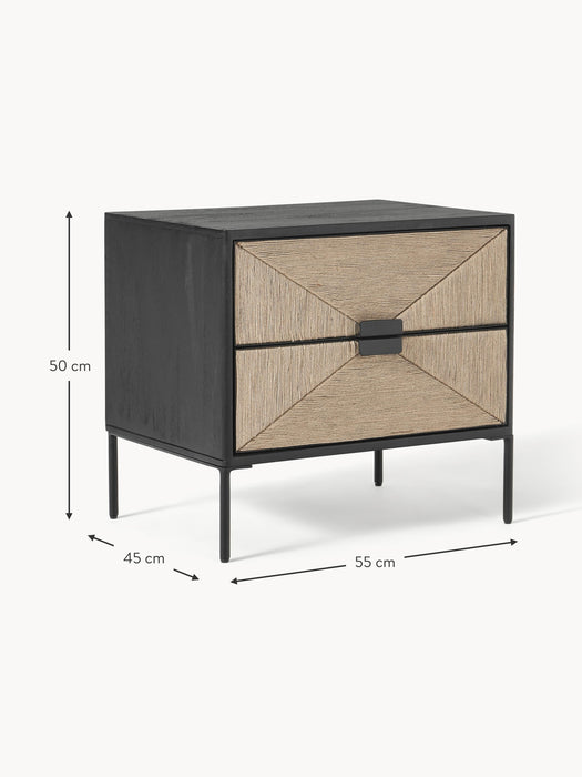 Mango Wood Bedside Table June with Drawers