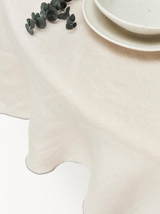 Round Linen Tablecloth Kennedy with Decorative Edging