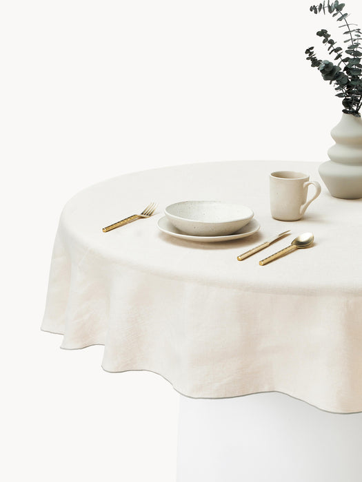 Round Linen Tablecloth Kennedy with Decorative Edging