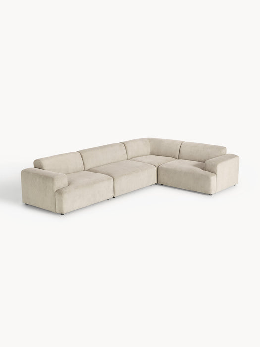 Large Corduroy Corner Sofa Melva 4-seater