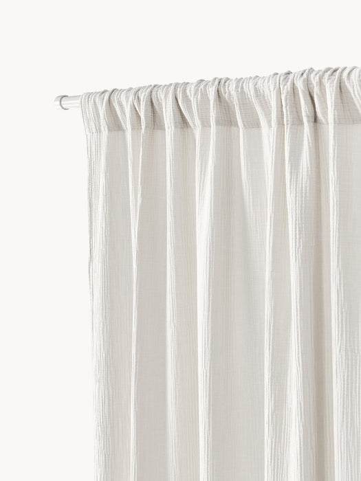 Malvina Sheer Muslin Rod Pocket Curtains, Set of 2, W 130 cm