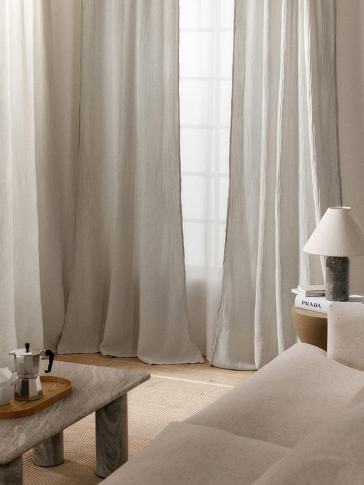 Malvina Sheer Muslin Rod Pocket Curtains, Set of 2, W 130 cm