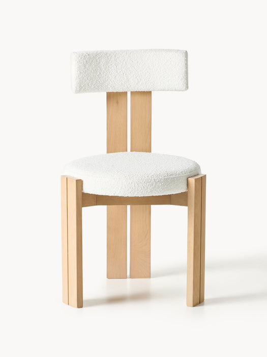 Wooden Dining Chair Katya with Boucl Upholstery