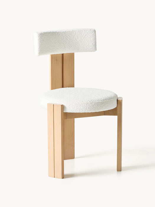 Wooden Dining Chair Katya with Boucl Upholstery