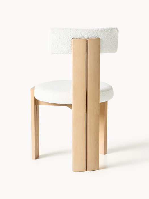 Wooden Dining Chair Katya with Boucl Upholstery