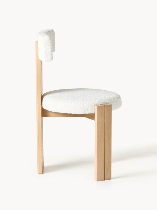 Wooden Dining Chair Katya with Boucl Upholstery