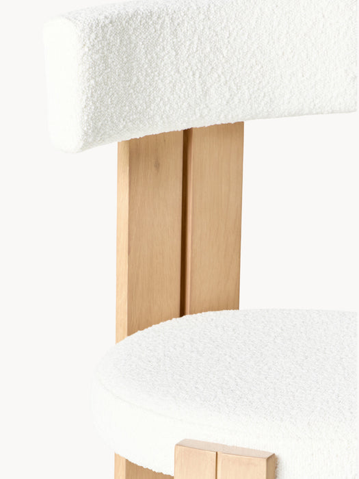 Wooden Dining Chair Katya with Boucl Upholstery