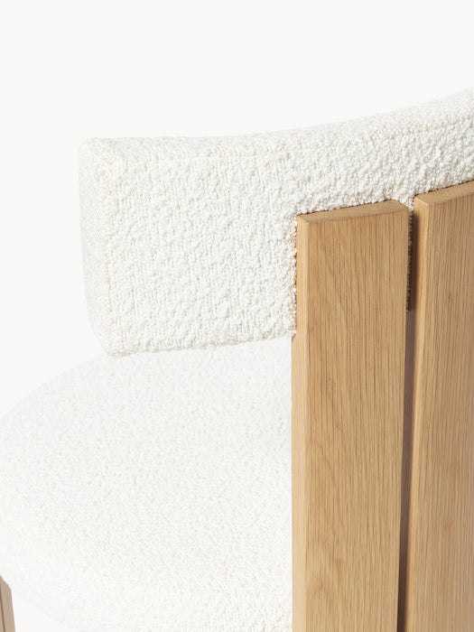 Wooden Dining Chair Katya with Boucl Upholstery