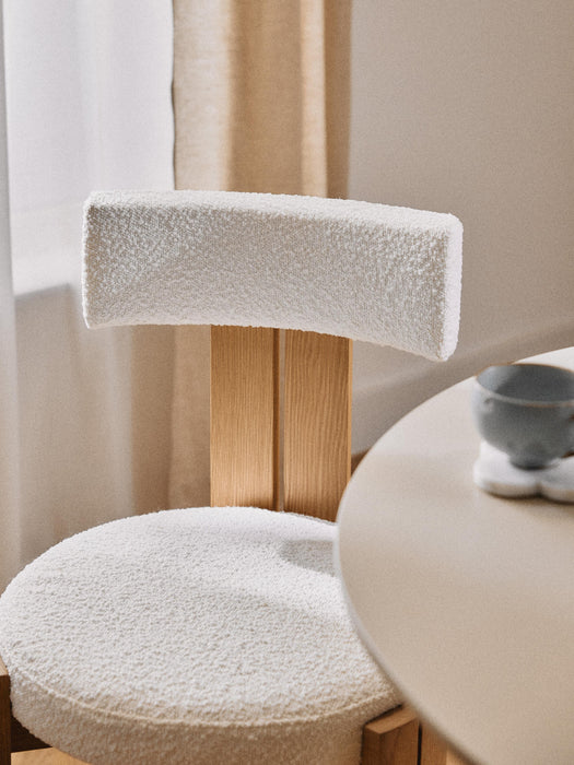 Wooden Dining Chair Katya with Boucl Upholstery