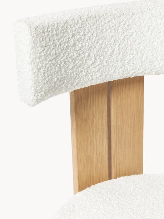 Wooden Dining Chair Katya with Boucl Upholstery