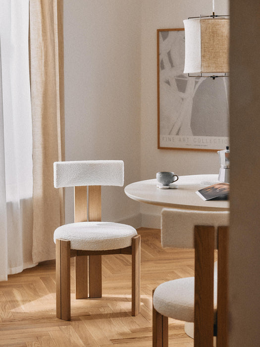 Wooden Dining Chair Katya with Boucl Upholstery