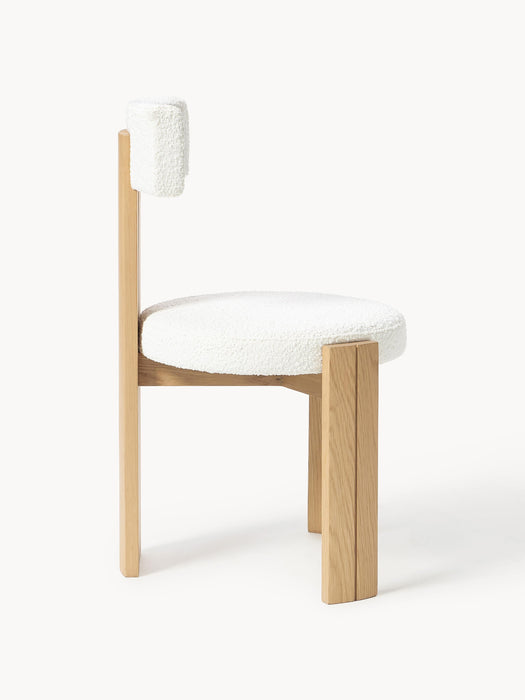 Wooden Dining Chair Katya with Boucl Upholstery