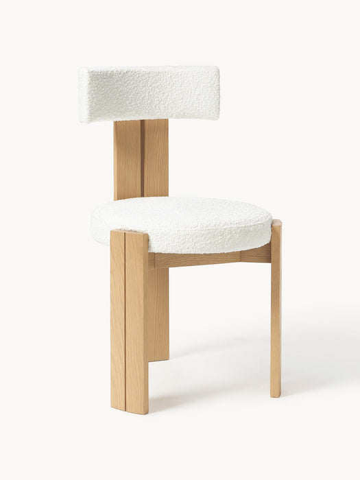 Wooden Dining Chair Katya with Boucl Upholstery