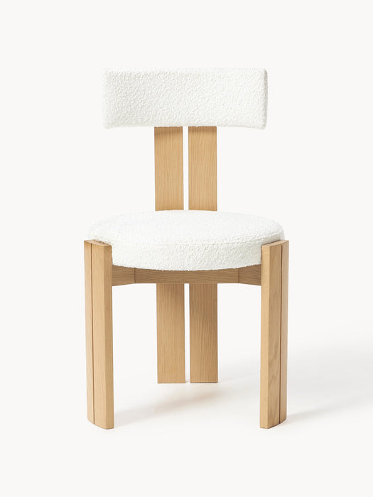 Wooden Dining Chair Katya with Boucl Upholstery