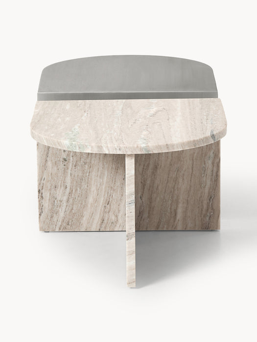 Oval Metal and Marble Coffee Tables Leander Set of 2
