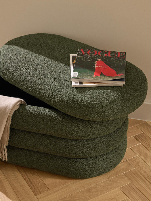 Small Boucl Upholstered Bench Alto with Storage Space