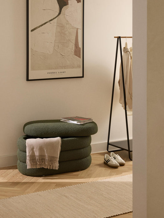Small Boucl Upholstered Bench Alto with Storage Space