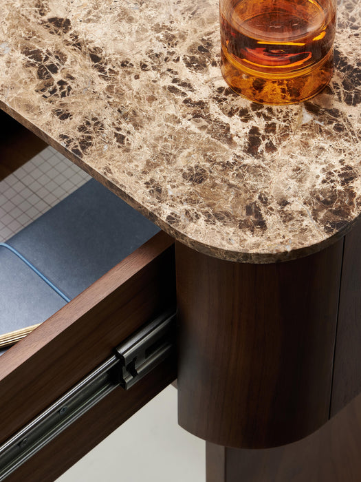 Wooden Bedside Table Zumi with Marble Top