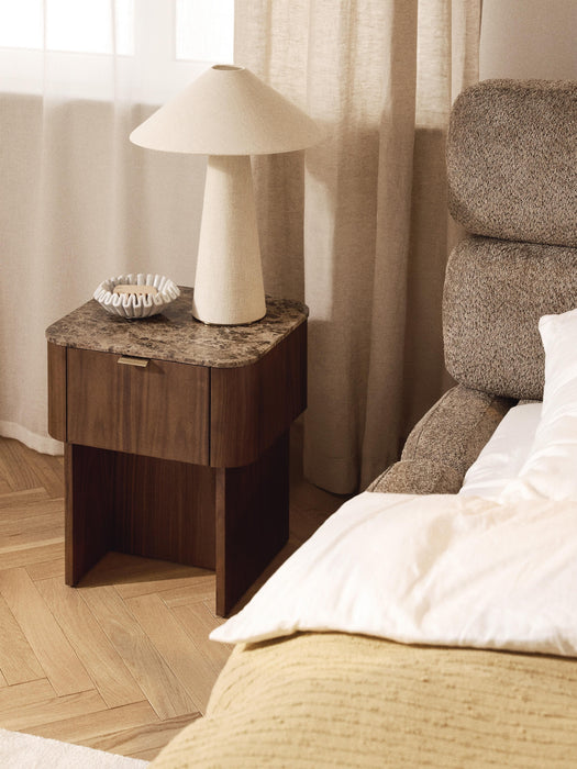 Wooden Bedside Table Zumi with Marble Top